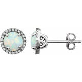 14K White Created Opal & 1/8 CTW Diamond Earrings - Siddiqui Jewelers