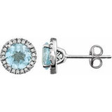 14K White Sky Blue Topaz & 1/8 CTW Diamond Earrings - Siddiqui Jewelers