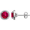 14K White Created Ruby & 1/8 CTW Diamond Earrings - Siddiqui Jewelers