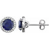 14K White Created Blue Sapphire & 1/8 CTW Diamond Earrings - Siddiqui Jewelers