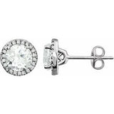 14K White Created White Sapphire & 1/8 CTW Diamond Earrings - Siddiqui Jewelers