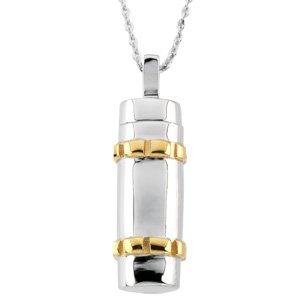 Sterling Silver 14K Yellow Gold Plated Cylinder Ash Holder 18" Necklace - Siddiqui Jewelers