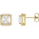 14K Yellow Stuller Lab-Grown Moissanite & .08 CTW Natural Diamond Halo-Style Earrings Siddiqui Jewelers