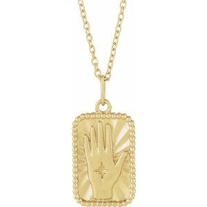 14K Yellow Hamsa Hand Tarot 16-18" Necklace Siddiqui Jewelers