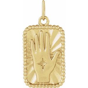 14K Yellow 20.2x9.42 mm Hamsa Hand Tarot Pendant Siddiqui Jewelers