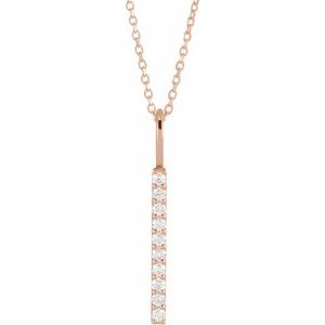 14K Rose .07 CTW Natural Diamond Vertical Bar 16-18" Necklace Siddiqui Jewelers