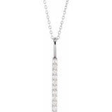 14K White 1/6 CTW Natural Diamond Vertical Bar 16-18" Necklace Siddiqui Jewelers