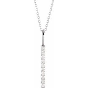14K White 1/6 CTW Natural Diamond Vertical Bar 16-18" Necklace Siddiqui Jewelers