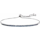 14K White Natural Blue Sapphire Adjustable 9 1/2" Bolo Bracelet Siddiqui Jewelers