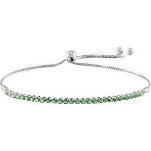 14K White Natural Emerald Adjustable 9 1/2" Bolo Bracelet Siddiqui Jewelers