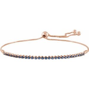 14K Rose Natural Blue Sapphire Adjustable 9 1/2" Bolo Bracelet Siddiqui Jewelers