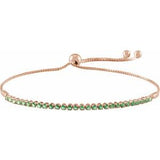 14K Rose Natural Emerald Adjustable 9 1/2" Bolo Bracelet Siddiqui Jewelers