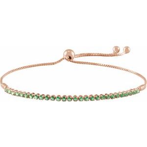 14K Rose Natural Emerald Adjustable 9 1/2" Bolo Bracelet Siddiqui Jewelers