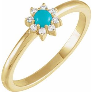 14K Yellow Natural Turquoise & .07 CTW Natural Diamond Halo-Style Ring  Siddiqui Jewelers