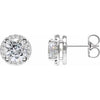 14K White Lab-Grown Moissanite & 1/10 CTW Natural Diamond Halo-Style Earrings Siddiqui Jewelers