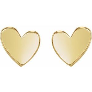 14K Yellow 6 mm Asymmetrical Heart Earrings Siddiqui Jewelers