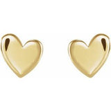 14K Yellow 4 mm Asymmetrical Heart Earrings Siddiqui Jewelers