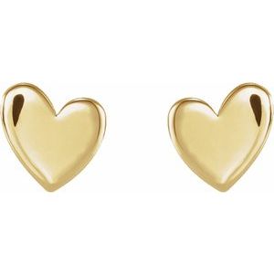 14K Yellow 4 mm Asymmetrical Heart Earrings Siddiqui Jewelers