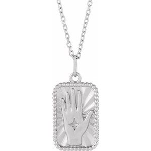 Platinum Hamsa Hand Tarot 16-18" Necklace Siddiqui Jewelers