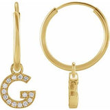 14K Yellow .05 CTW Natural Diamond Single Initial G Hoop Earring Siddiqui Jewelers