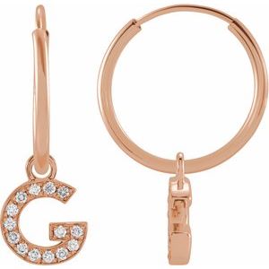 14K Rose .05 CTW Natural Diamond Single Initial G Hoop Earring Siddiqui Jewelers