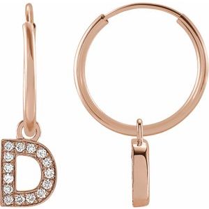 14K Rose .05 CTW Natural Diamond Single Initial D Hoop Earring Siddiqui Jewelers