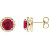 14K Yellow Lab-Grown Ruby & .05 CTW Natural Diamond Halo-Style Earrings Siddiqui Jewelers