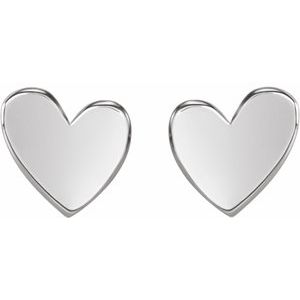 14K White 6 mm Asymmetrical Heart Earrings Siddiqui Jewelers