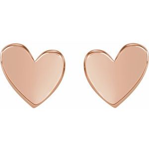 14K Rose 6 mm Asymmetrical Heart Earrings Siddiqui Jewelers