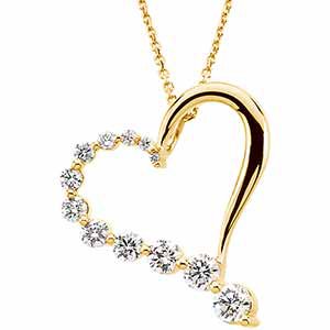 14K Yellow 1 CTW Diamond Journey Heart 18" Necklace - Siddiqui Jewelers