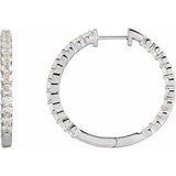 14K White 3 CTW Natural Diamond Inside-Outside Hinged 30 mm Hoop Earrings Siddiqui Jewelers