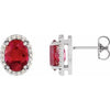 Platinum Lab-Grown Ruby & .04 CTW Natural Diamond Halo-Style Earrings Siddiqui Jewelers