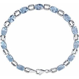 14K White 7x5 mm Oval Sky Blue Topaz 7" Bracelet - Siddiqui Jewelers