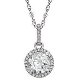 14K White Created White Sapphire & 1/10 CTW Diamond 18" Necklace - Siddiqui Jewelers