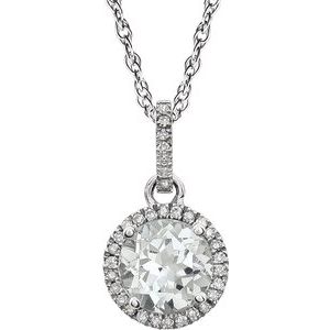 14K White Created White Sapphire & 1/10 CTW Diamond 18" Necklace - Siddiqui Jewelers