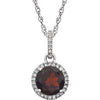 14K White Mozambique Garnet & 1/10 CTW Diamond 18" Necklace - Siddiqui Jewelers