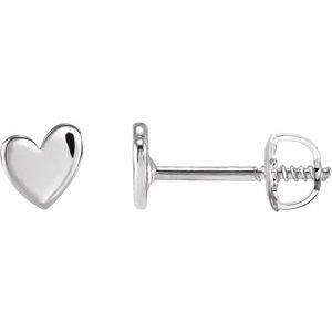 Sterling Silver 4 mm Asymmetrical Right Heart Earring Siddiqui Jewelers