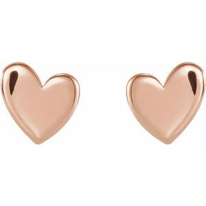 14K Rose 4 mm Asymmetrical Heart Earrings Siddiqui Jewelers