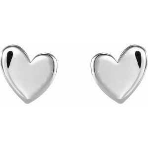 Platinum 4 mm Asymmetrical Heart Earrings Siddiqui Jewelers