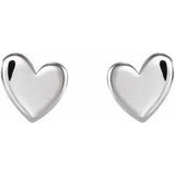 14K White 4 mm Asymmetrical Heart Earrings Siddiqui Jewelers