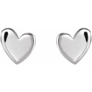 14K White 4 mm Asymmetrical Heart Earrings Siddiqui Jewelers