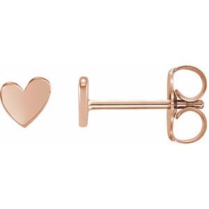 14K Rose 4 mm Asymmetrical Right Heart Earring Siddiqui Jewelers