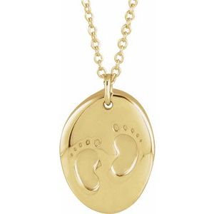 14K Yellow Engravable Tiny Footprint 18" Necklace Siddiqui Jewelers