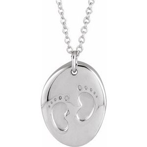 Sterling Silver Engravable Tiny Footprint 18" Necklace Siddiqui Jewelers