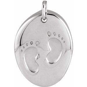 Sterling Silver Engravable Tiny Footprint Pendant Siddiqui Jewelers
