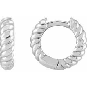 Platinum 10x2.5 mm Right Rope Huggie Hoop Earring Siddiqui Jewelers