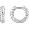 14K White 10x2.5 mm Right Rope Huggie Hoop Earring Siddiqui Jewelers