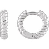 Sterling Silver 10x2.5 mm Right Rope Huggie Hoop Earring Siddiqui Jewelers