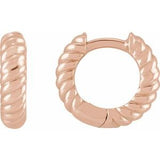 14K Rose 10x2.5 mm Right Rope Huggie Hoop Earring Siddiqui Jewelers