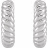 Platinum 10x2.5 mm Rope Huggie Hoop Earrings Siddiqui Jewelers